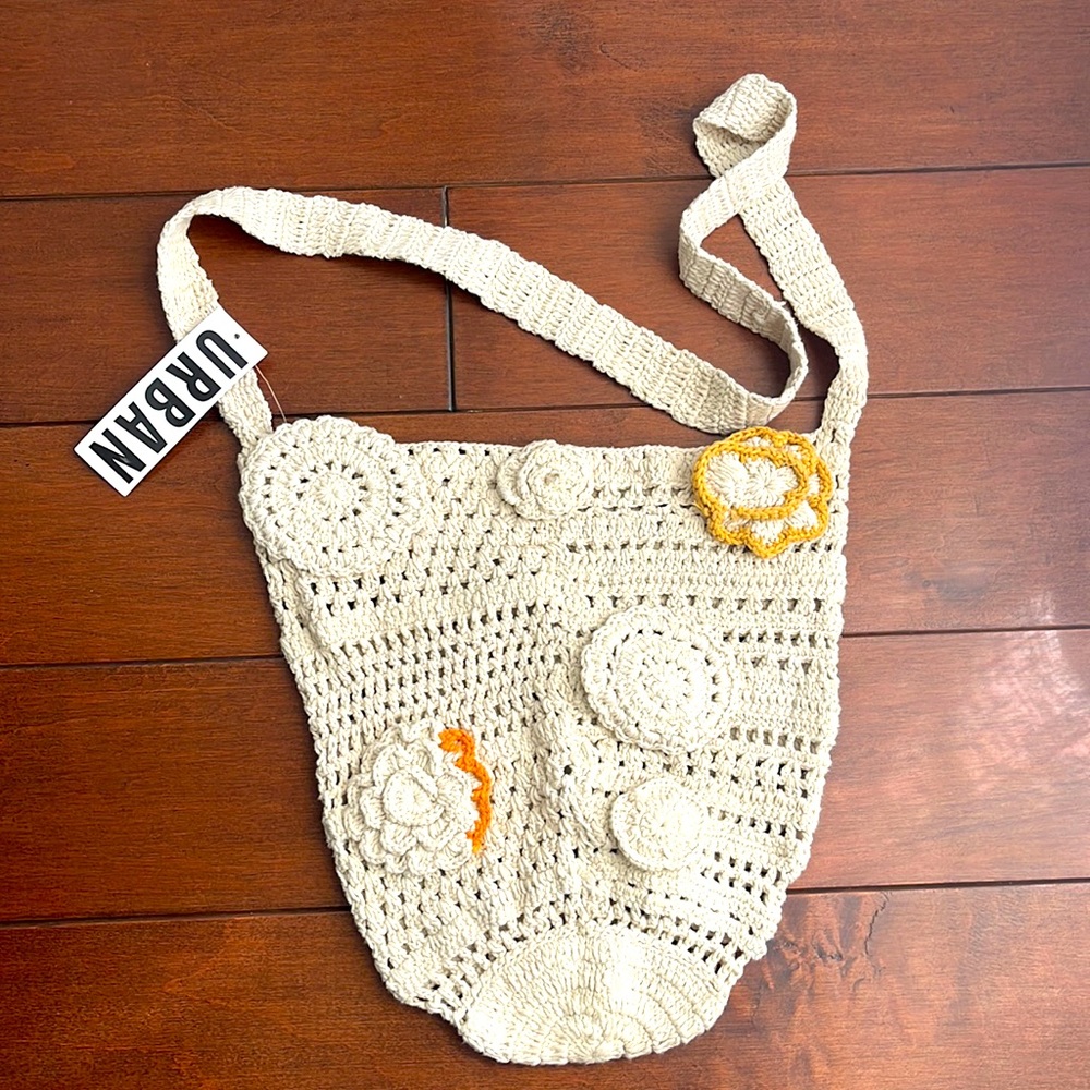 Nwt Urban outfitters Aria Woven Crochet Shoulder Bag